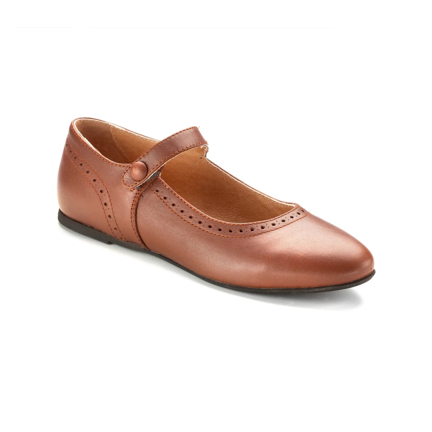 11501 - Brown Leather Girls Mary Jane for Shabbos